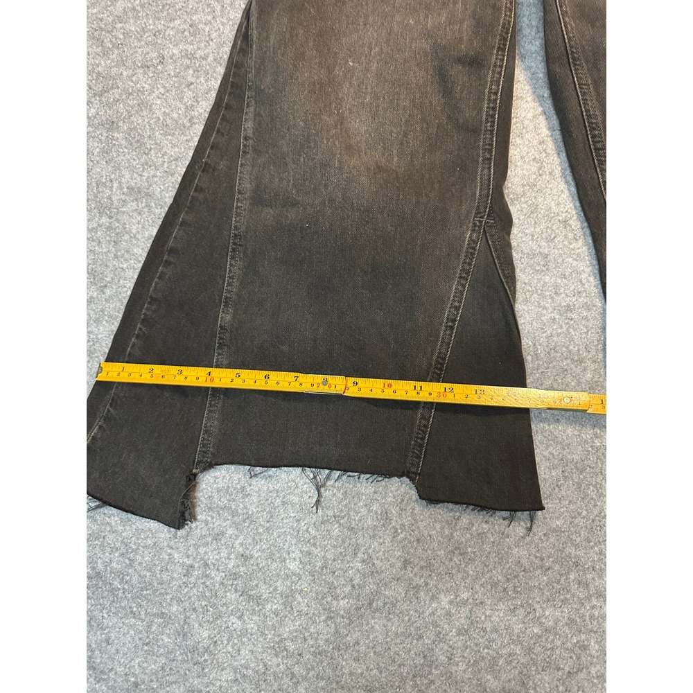 We The Free Wide Leg Jeans 27L Black Raw Step Hem Cotton Denim - Picture 6 of 8